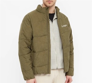 Chaqueta acolchada de pana para hombre, cuello alto, cremallera completa, cortavientos, gruesa, informal, para invierno, color liso, relleno de poliéster - Product Image 5