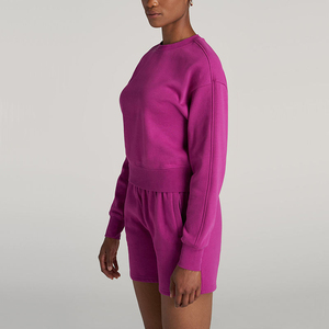 Conjunto de Sudadera Corta con Cuello Redondo y Pantalones para Mujer, Corte Holgado, con Logotipo Frontal, para Invierno - Product Image 6
