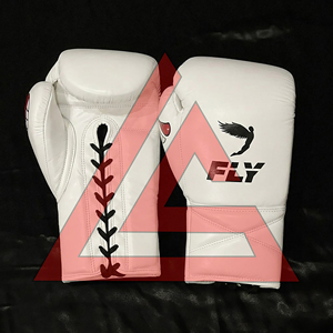 Fabrication en usine de gants de boxe blancs sur mesure, 100% cuir véritable, gants de boxe professionnels pour la pratique du fly boxing. - Product Image 4