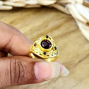 High Demand Boho Floral Garnet <b>Ring</b> Boho Brass Jewelry for Women 18k Gold Plated Vintage <b>Statement</b> <b>Ring</b> for Wholesale/OEM/ODM - Product Image 6