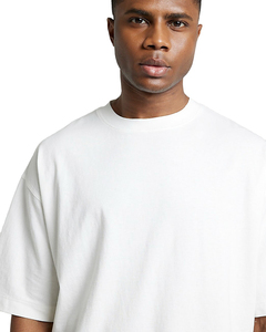 Camiseta blanca de algodón extragrande para hombre, de manga corta, cuello redondo, informal, lisa, de alta calidad, para uso casual. - Product Image 4