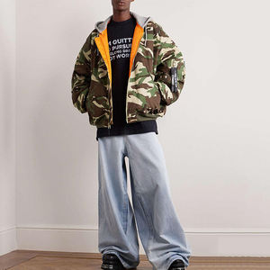 OEM Custom Winter Waterproof Breathable Oversized Camouflage Cotton Twill <b>Camo</b> Hooded Reversible Bomber <b>Jacket</b> for Men - Product Image 2