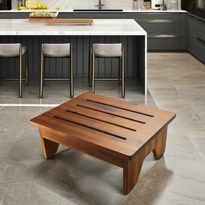 Escabeau minimaliste en bois d'acacia de 6.5 "entièrement assemblé sans danger pour adultes et tout-petits atelier d'école à domicile chambre et appartement - Product Image 1