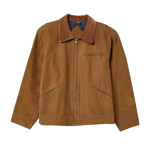 Custom Logo <b>Men</b> Vintage Work <b>Jacket</b> Streetwear Canvas Waterproof Zipper Turn-down Collar Thick - Product Image 1