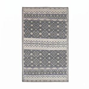 Alfombra Moderna DECORDEC Personalizada, Gris Marfil, de Lana, con Diseño Geométrico Floral a Rayas, Antideslizante y Ecológica, para Hotel, Villa, Sala de Estar - Product Image 1