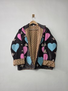 Veste en molleton matelassée respirante et écologique à motif floral brodé en velours pour femme, style Y2K, col ouvert, manches longues, automne - Product Image 2