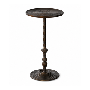 Modern <b>Round</b> Pedestal <b>Side</b> <b>Table</b> with Raised Tray Top and Elegant Stem Design |Black Minimalist Accent End <b>Table</b> for Living Room - Product Image 1