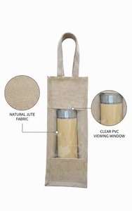 Sac en jute pour bouteille d'eau de 1 litre, personnalisable, réutilisable, écologique, porte-bouteille imprimé - Product Image 3