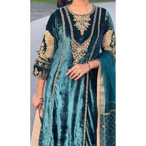 Conjunto de ropa de fiesta de diseñador para mujer con parte superior-Dupatta y parte inferior completamente cosida Elegante y elegante - Product Image 4