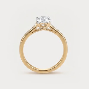 Anillo de Compromiso Solitario con Diamante Cultivado en Laboratorio de 3.50 Quilates, Corte Brillante Redondo, Oro Amarillo Sólido de 14K, Banda Pavé, Joyería al por Mayor OEM - Product Image 2