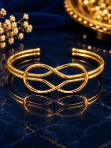 18K Gold Plated Trendy Infinity Cuff <b>Bangle</b> Geometric Brass Bracelet Handmade Unisex Fashion Jewelry Gift - Product Image 1