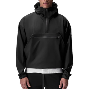 2026 Latest Autumn Canvas Stand <b>Collar</b> Half Zip Hooded Waterproof Anorak Mens Outdoor Camping Climbing Sports Windbreaker <b>Jacket</b> - Product Image 5