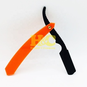 New Design Orange Handle Barber <b>Razor</b> Wholesale Rate Silver Polish Stainless Steel Handle Changeable Blade Barber <b>Razors</b> Salon - Product Image 6