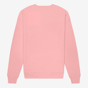 <b>Pink</b> Crew Neck Pullover <b>Sweatshirt</b> Regular Fit Solid Color Knitted Fabric Unisex Casual Autumn Wear - Product Image 2