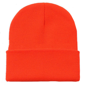 Unisex Solid Color Knit Beanie Hat 100% Acrylic Cuffed <b>Winter</b> <b>Cap</b> Casual Style for Adults Orange - Product Image 1
