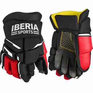 Gants de hockey sur glace IBERIA Premium Black avec doublure jaune |   Gants de protection pour joueurs de hockey |   Logo personnalisé OEM en gros - Product Image 4