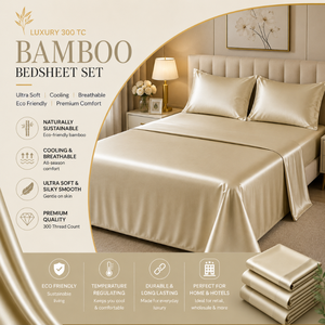 Breathable Bamboo <b>Sheet</b> Set 300 TC | Smooth Temperature Control <b>Bed</b> Linen for Resorts Guesthouses Homes Superior Everyday Luxury - Product Image 6