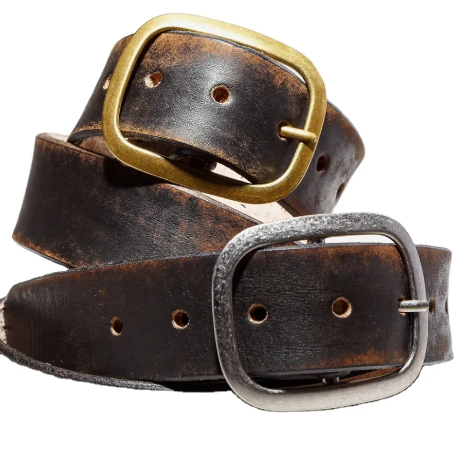 Vintage Distressed Leather Belt Black Brown Genuine Full Grain Leather Snap Belt Gift for him Full Grain Brown Leather Belt
