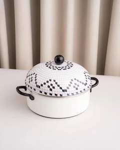 Casserole en émail avec couvercle, double poignée, pour soupes et ragoûts, antiadhésive, ustensile de cuisine pour usage domestique - Product Image 2