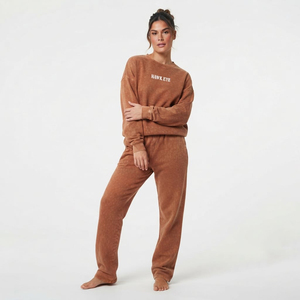 Conjunto Deportivo Oversize de Alta Calidad para Mujer, Lavado Ácido, Cuello Redondo, Hombros Caídos, Dos Piezas, Ropa Casual Urbana, Fabricante - Product Image 3