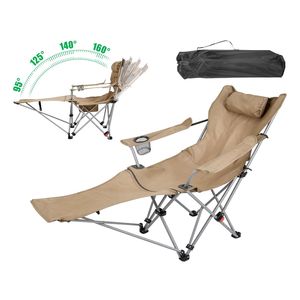 Sedia a Sdraio Reclinabile da Campeggio per Esterni con Angolo Regolabile 95-160°, Telaio in Acciaio al Carbonio Resistente, Borsa Pieghevole per il Trasporto, Logo OEM - Product Image 2