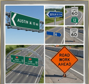 Panneaux de signalisation routière réfléchissants pour l'extérieur, panneaux de guidage routier, panneaux routiers en vrac HSB-450R, couleur et taille personnalisées - Product Image 4