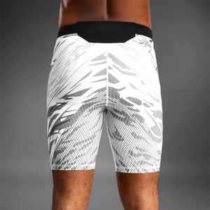 Shorts de compression pour homme à imprimé géométrique, taille mi-haute, séchage rapide, style sportif, en spandex et polyester tricoté - Product Image 4