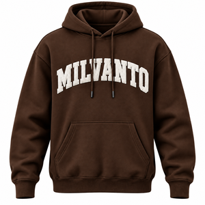 Sweat à capuche unisexe marron personnalisé avec appliqué, coupe classique, en molleton 100 % coton premium 450 GSM, brodé - Product Image 1