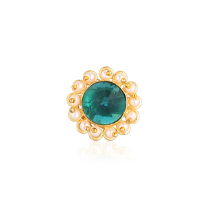 Apatite & Pearl Hydro <b>Ring</b> for Women Gold Plated <b>Adjustable</b> Trendy Brass Gemstone <b>Rings</b> - Product Image 1