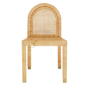 Premium Natural Rattan <b>Dining</b> <b>Chair</b> with Brass Cap Legs Handcrafted Armless Wicker <b>Chair</b> for Luxury Hotel Resort Project - Product Image 1