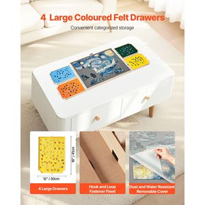 Tavolo in Legno Portatile per Puzzle da 1500 Pezzi con 4 Cassetti Girevoli in Feltro Colorato, 34x25 cm, con 2 Regolazioni Inclinabili - Product Image 4