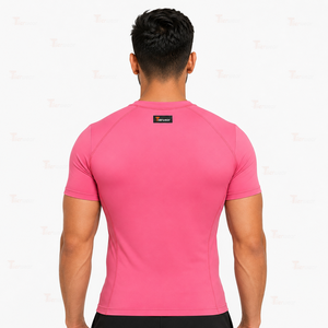 Chemises de compression à manches courtes pour hommes, pour la gym, les entraînements, jersey sportif flexible, col rond, coupe régulière, athlétique, écologique, séchage rapide - Product Image 4