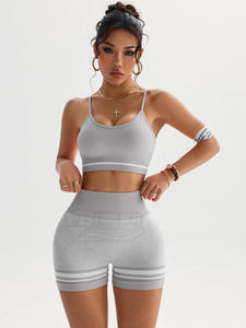 Conjunto de 2 Piezas para Mujer, Top Deportivo y Pantalones Cortos de Cintura Alta, Tejido Transpirable sin Costuras, para Yoga, Fitness y Ejercicio, Servicio OEM - Product Image 3