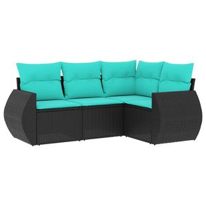 Ensemble de canapés de patio noir et bleu, meubles d'extérieur élégants pour des moments de détente confortables - Product Image 2