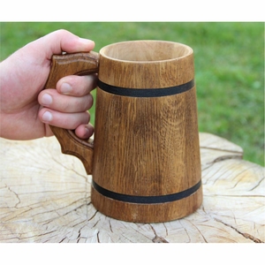 Mug en bois naturel écologique fait main en bois de jujube, tasses à café et à bière, tasses à thé avec poignée, logo personnalisé, vente en gros de tasses en bois - Product Image 4