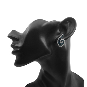 Pendientes de Diamantes Blancos y Azules de 1.45 Quilates, Plata de Ley 925, Corte Redondo, Diamantes Naturales para Mujer - Product Image 3
