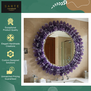 Natural Agate Stone Frame Luxury Modern Handmade Eco-Friendly <b>Lighted</b> Wall Decor Spiritual Space Centerpiece Wall <b>Mirror</b> - Product Image 6