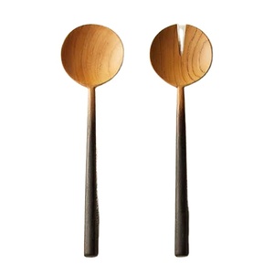Poignée noire plats cuillères de serveur cuillère en bois faite à la main et fourchette salade meilleure qualité bois par United Trade World accessoires de cuisine - Product Image 1