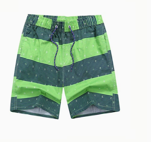 Shorts de bain légers pour hommes à imprimé feuilles, séchage rapide, décontractés, en polyester/coton, avec cordon de serrage, pour l'été et la plage - Product Image 3