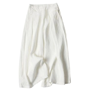 Pantalon d'été pour femmes Coton Lin Grande Taille Pantalon à jambes larges Femme Arts Style Taille élastique Solide Casual Loose - Product Image 5