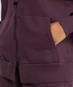 Sweat-shirt à capuche zippé pour femme, violet uni, en coton tricoté, manches longues avec poches, collection automne, style décontracté, modèle 2026 le plus vendu - Product Image 4