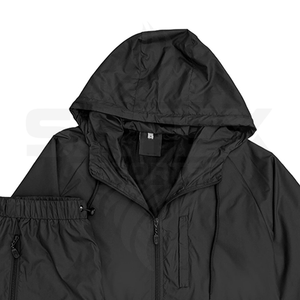 OEM High Quality Wind Breaker Polyester Nylon Tracksuit <b>Black</b> <b>Windbreaker</b> Set - Product Image 2
