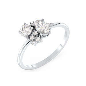 Anillo de compromiso REYES de oro macizo de 14 quilates con múltiples piedras de moissanita, certificado por GRA, regalo de aniversario, joyería fina para mujer - Product Image 1