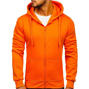 Sudadera con capucha de algodón para hombre, forro polar cepillado, cremallera completa, cálida y aislante para clima frío y uso al aire libre. - Product Image 1