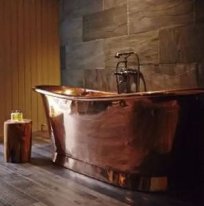 Baignoire autoportante ovale en cuivre pour salle de bain, hôtel, spa - Product Image 1