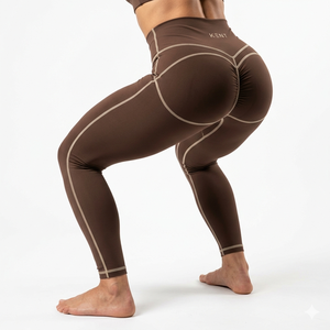 Leggings pour femmes à coutures contrastées, taille haute, pour le sport, le yoga et le fitness, élégants, en Spandex/Nylon, effet ventre plat, avec poches, personnalisables - Product Image 5