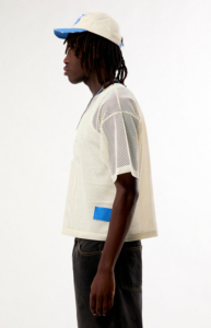 Oversized <b>V</b>-<b>Neck</b> Mesh Short Sleeve <b>T</b>-<b>Shirt</b> 100% Cotton Regular Fit Hip Hop Breathable Light Weight for <b>Men</b> - Product Image 4