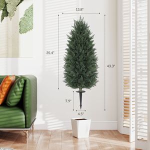 Set di 2 Alberi di Cipresso Artificiali da 110 cm, Resistenti ai Raggi UV, per Interni ed Esterni, con Picchetto di Supporto per Giardino - Product Image 3