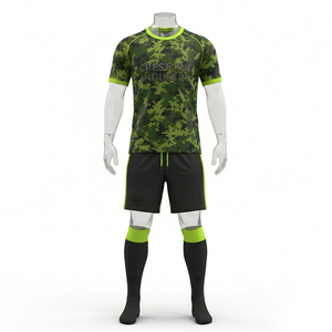 Crestline Industry Men's Camouflage Soccer Jersey Shorts Set Crew Neck Sublimated Moisture Wicking Athletic Uniform - Product Image 1