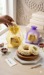 Mogra Gajra Artificial Hecha a Mano de Primera Calidad con Bolsas de Regalo de Organza, Adorno Festivo para el Cabello Perfecto para Bodas con Bolsas de Organza de Diseño - Product Image 3